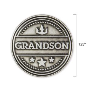 Grandson Love Expression Coin, Pocket Keepsake Gifts of Appreciation for Boys from Grandparents, Birthday & Special Occasion Distance Gifts, Tokens of Appreciation for Family