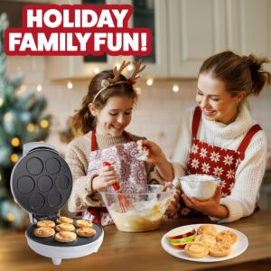 Christmas Cheer Holiday Waffle Maker- Make X-Mas Winter Breakfast Special w/Cute Pancakes or Waffles for Kids, Adults - Electric Nonstick Waffler Iron, Features a Snowman, Santa & More, Fun Gift