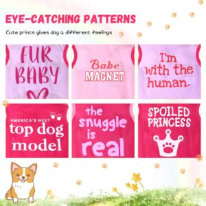 Jexine 6 Pack Dog Shirt Puppy Clothes for Chihuahua Dog T Shirt Girl Dog Clothes Breathable Dog Outfit Dog Costume Summer Cat Dog Clothes Dachshund Puppy Accessories Printed Dog Shirts (Medium)