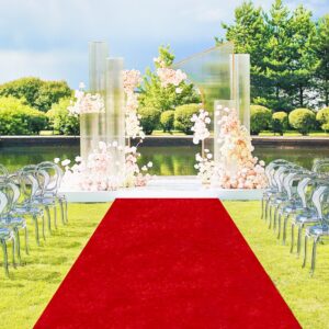 Red Carpet Runner for Party Wedding Aisle Decorations 4FTx15FT Aisle Runners for Weddings Red Aisle Runner Velvet Fabric Carpet Rug Wedding Runner Aisle Outdoor for Bridal Shower Holiday Decorations