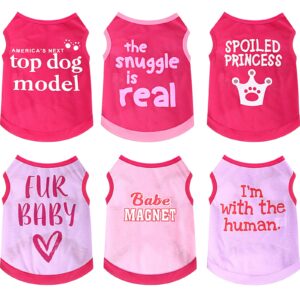 jexine 6 pack dog shirt puppy clothes for chihuahua dog t shirt girl dog clothes breathable dog outfit dog costume summer cat dog clothes dachshund puppy accessories printed dog shirts (medium)