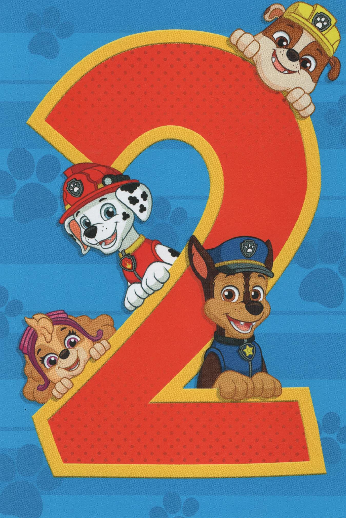 Expressions by Hallmark Happy 2nd Birthday Card from Paw Patrol Crew-Chase, Marshall, Rubble, and Skye!