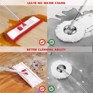 MASTERTOP Microfiber Mop for Floor Cleaning, Flat Dust Mop for Home and Kitchen, Adjustable Stainless Steel Handle with 4 Washable Mop Pads, Hardwood Floor Mop for Wood, Vinyl, 1 Cleaning Scraper