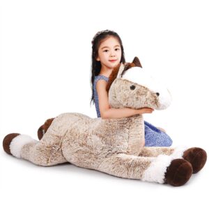 SNOWOLF Giant Plush Horse Large Horse Stuffed Animal Toy Big Pony Unicorn Plush Pillow Doll Gifts for Kids, Valentines, Christmas(Brown,120cm/47.2in)