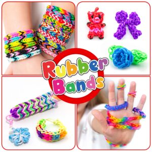 INSCRAFT 17500+ Rubber Loom Bands with 3 Layer Container, 28 Colors, 600 S-Clips, 352 Beads, 40 Cartoon Pendant, Bracelet Making Refill Kit for Kids