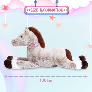 SNOWOLF Giant Plush Horse Large Horse Stuffed Animal Toy Big Pony Unicorn Plush Pillow Doll Gifts for Kids, Valentines, Christmas(Brown,120cm/47.2in)