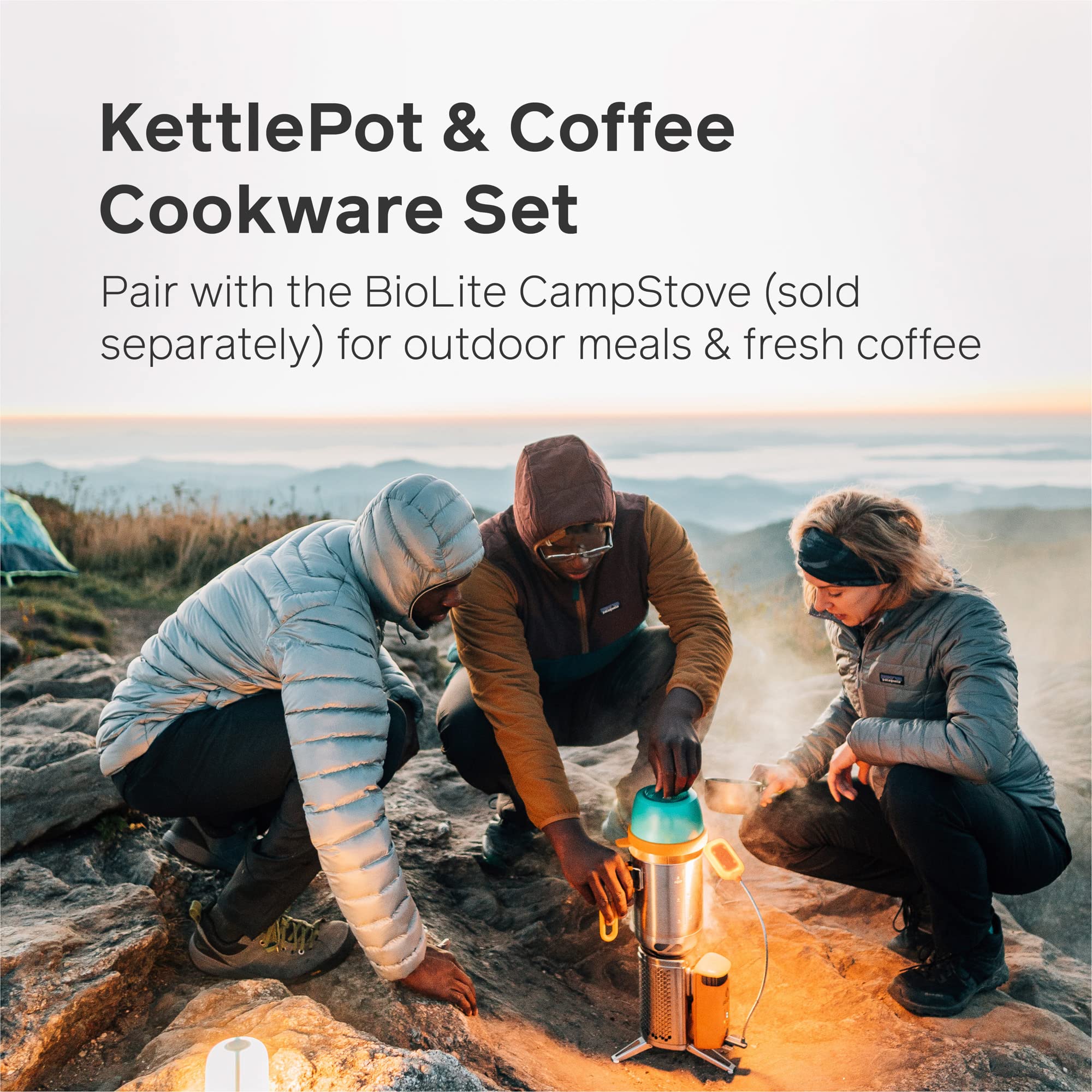 BioLite, CampStove KettlePot & Coffee Set, Stainless Steel Cookware Accessory for Camping & Outdoors