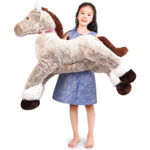 snowolf giant plush horse large horse stuffed animal toy big pony unicorn plush pillow doll gifts for kids, valentines, christmas(brown,120cm/47.2in)