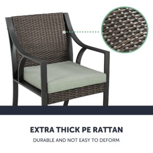 HAPPATIO Outdoor Wicker Chair,All-Weather Wicker Rattan Patio Dining Chair with Removable Cushions,Set of 6 for Outdoor Lawn Garden Backyard (Green)