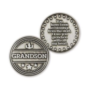 grandson love expression coin, pocket keepsake gifts of appreciation for boys from grandparents, birthday & special occasion distance gifts, tokens of appreciation for family