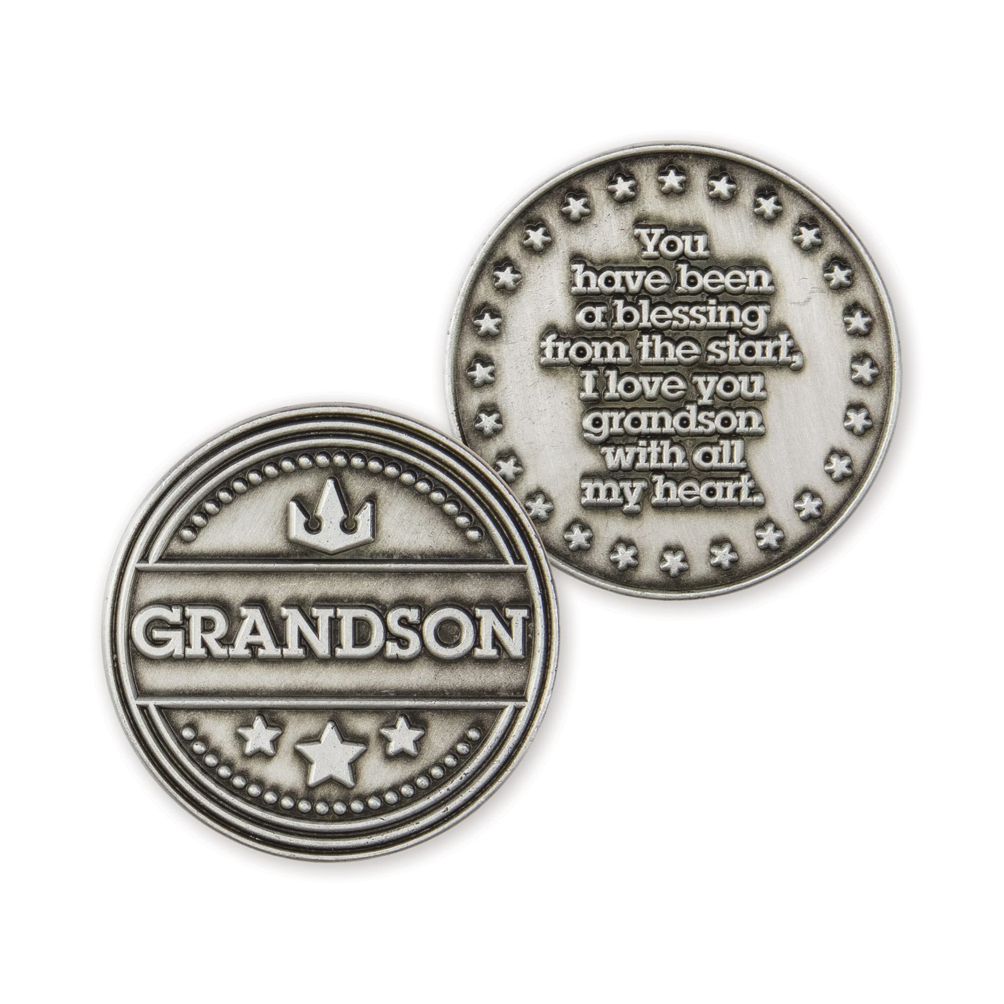 Grandson Love Expression Coin, Pocket Keepsake Gifts of Appreciation for Boys from Grandparents, Birthday & Special Occasion Distance Gifts, Tokens of Appreciation for Family