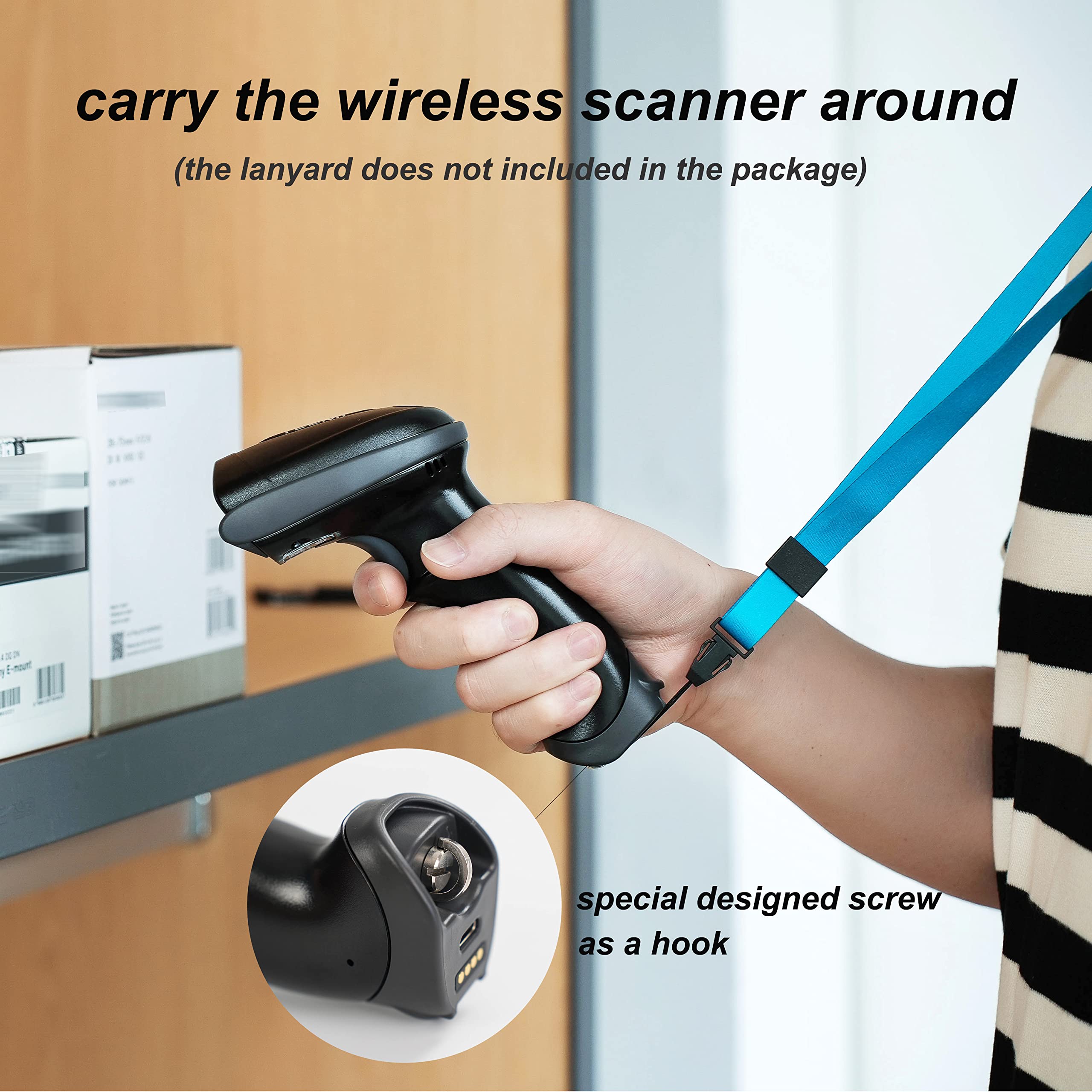 TEEMI Bluetooth QR Barcode Scanner with USB Cradle, Battery Replaceable Feature, Wireless Barcodes Reader Bar Code Scan Gun Handsfree Automatic Screen Scanning, Advanced Data Parsing