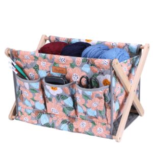 yarn caddy large size yarn storage organizer for yarn skeins-organizer for crochet hooks knitting needles other accessories (flower-blue1)