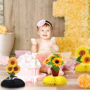 9 Pcs Sunflower Party Decorations for Baby Shower, Sunflower Bridal Shower Decorations Sunflower Birthday Party Wedding Supplies Decorations, Sunflower Theme Party Honeycomb Centerpieces for Tables