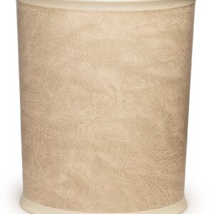 Stephanie Imports Made in USA Faux Beige Leather 5-Gallon Sleek and Stylish Vinyl Waste Basket (10.25” X 12.5”)