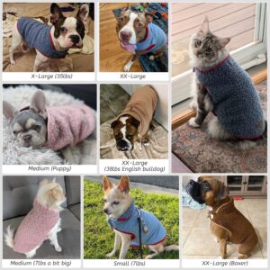 cyeollo Warm Dog Sweater Coat Jacket Thickened Thermal Sherpa Sweaters Reversible Fleece Vest Pet Clothes for Cold Weather Winter Dog Coats for Small Dogs Girl, Pink M