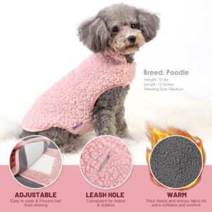 cyeollo Warm Dog Sweater Coat Jacket Thickened Thermal Sherpa Sweaters Reversible Fleece Vest Pet Clothes for Cold Weather Winter Dog Coats for Small Dogs Girl, Pink M