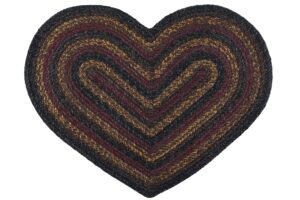 slate premium braided collection | primitive, rustic, country, farmhouse style | jute/cotton | 30days risk free | accent rug/door mat/floor carpet (20"x30" heart., slate)