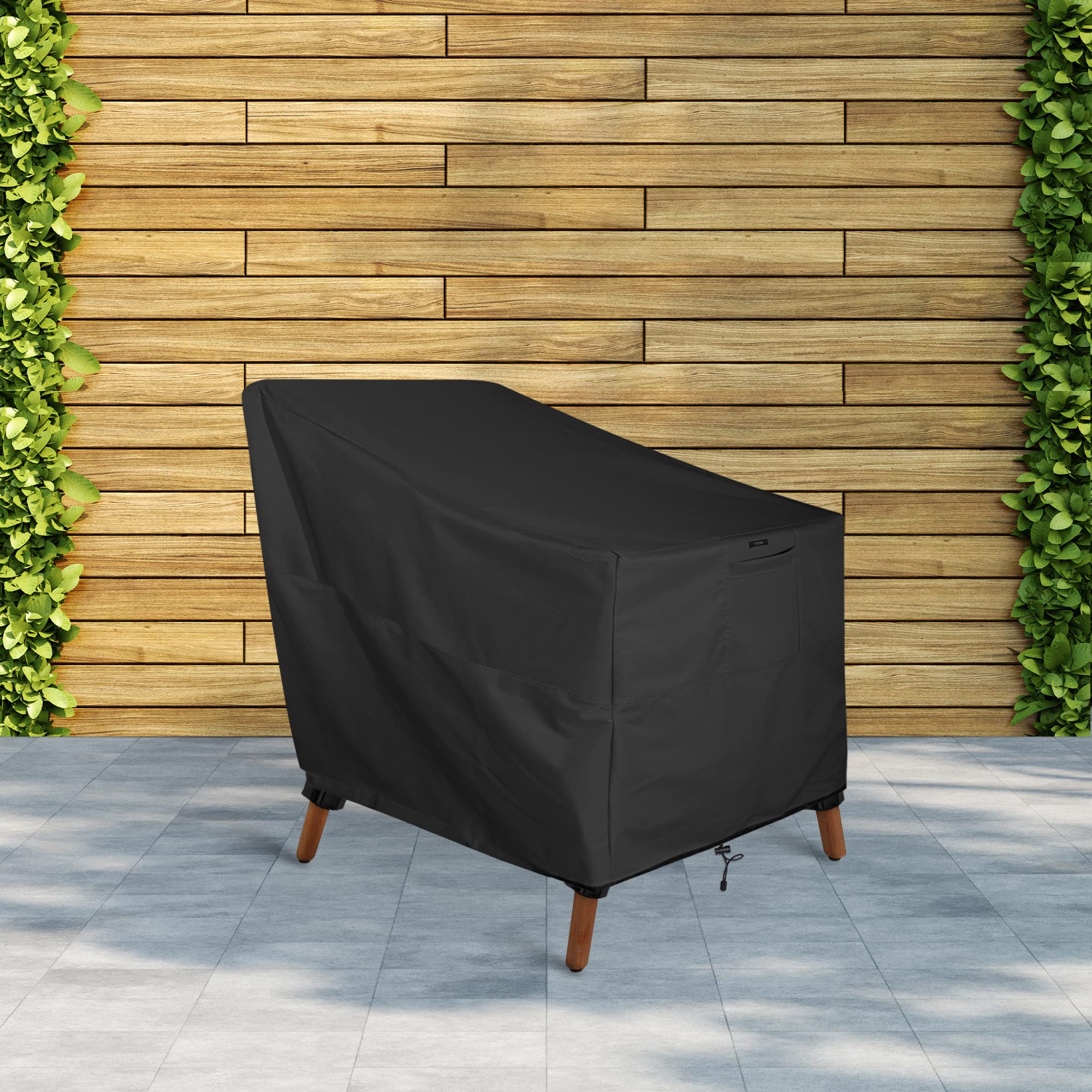 KHOMO GEAR Outdoor Chair Cover Patio Furniture Cover Waterproof Heavy Duty (Black - Wide)