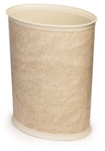 stephanie imports made in usa faux beige leather 5-gallon sleek and stylish vinyl waste basket (10.25” x 12.5”)