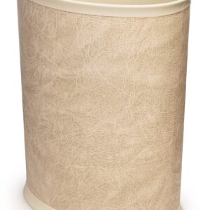 Stephanie Imports Made in USA Faux Beige Leather 5-Gallon Sleek and Stylish Vinyl Waste Basket (10.25” X 12.5”)