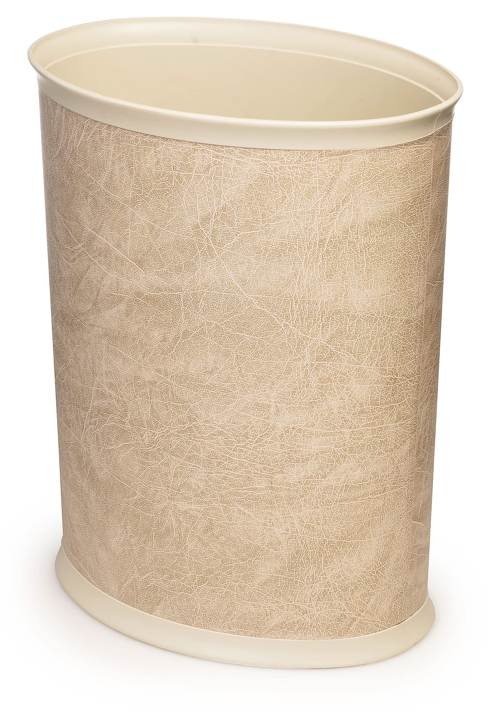 Stephanie Imports Made in USA Faux Beige Leather 5-Gallon Sleek and Stylish Vinyl Waste Basket (10.25” X 12.5”)