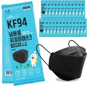 happyday a set of 25 packages made in korea kf94 micro dust protection black face mask for child(3 to 10 years old)