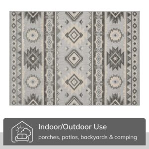 Well Woven Mamba Grey Southwestern Indoor/Outdoor High-Low Pile Area Rug 6'7" x 9'6"