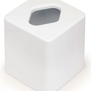 Stephanie Imports Made in USA Set of 2 White Plastic 5-Gallon Waste Basket & Cube Tissue Box Cover