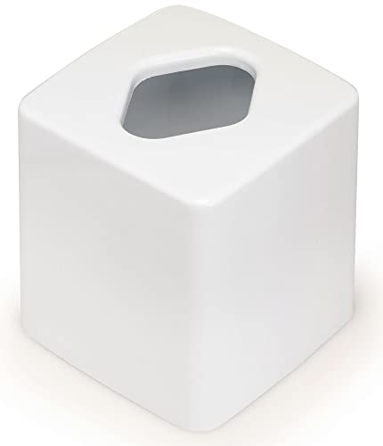 Stephanie Imports Made in USA Set of 2 White Plastic 5-Gallon Waste Basket & Cube Tissue Box Cover