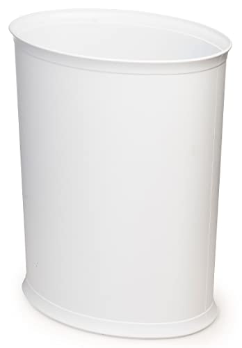 Stephanie Imports Made in USA Set of 2 White Plastic 5-Gallon Waste Basket & Cube Tissue Box Cover