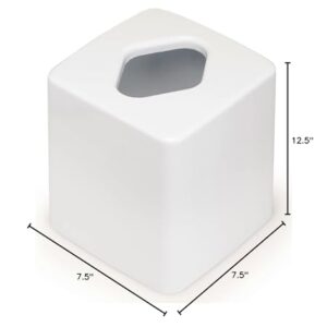 Stephanie Imports Made in USA Set of 2 White Plastic 5-Gallon Waste Basket & Cube Tissue Box Cover