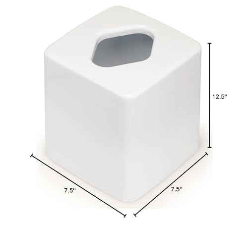 Stephanie Imports Made in USA Set of 2 White Plastic 5-Gallon Waste Basket & Cube Tissue Box Cover