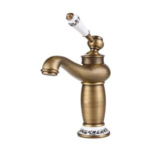 Kitchen Faucet Kitchen Faucet Retro Brass Single Lever & Ceramic Sink Faucet With Water Inlet For Bathtub Bathroom (Brass) (Color : Copper)