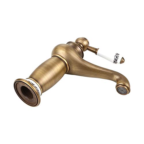 Kitchen Faucet Kitchen Faucet Retro Brass Single Lever & Ceramic Sink Faucet With Water Inlet For Bathtub Bathroom (Brass) (Color : Copper)