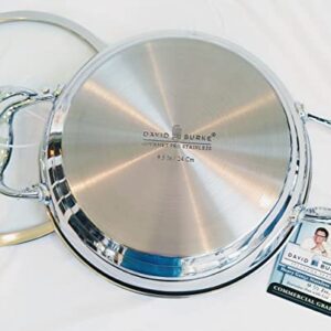 David Burke Splendor Series Heavy Gauge Stainless Steel 9.5" Everyday pan with Lid