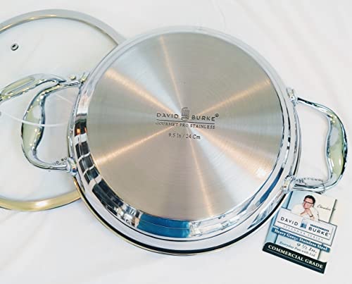 David Burke Splendor Series Heavy Gauge Stainless Steel 9.5" Everyday pan with Lid