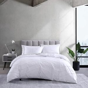 city scene - king duvet cover set, reversible bedding with matching shams, all season home decor (chloe white, king)