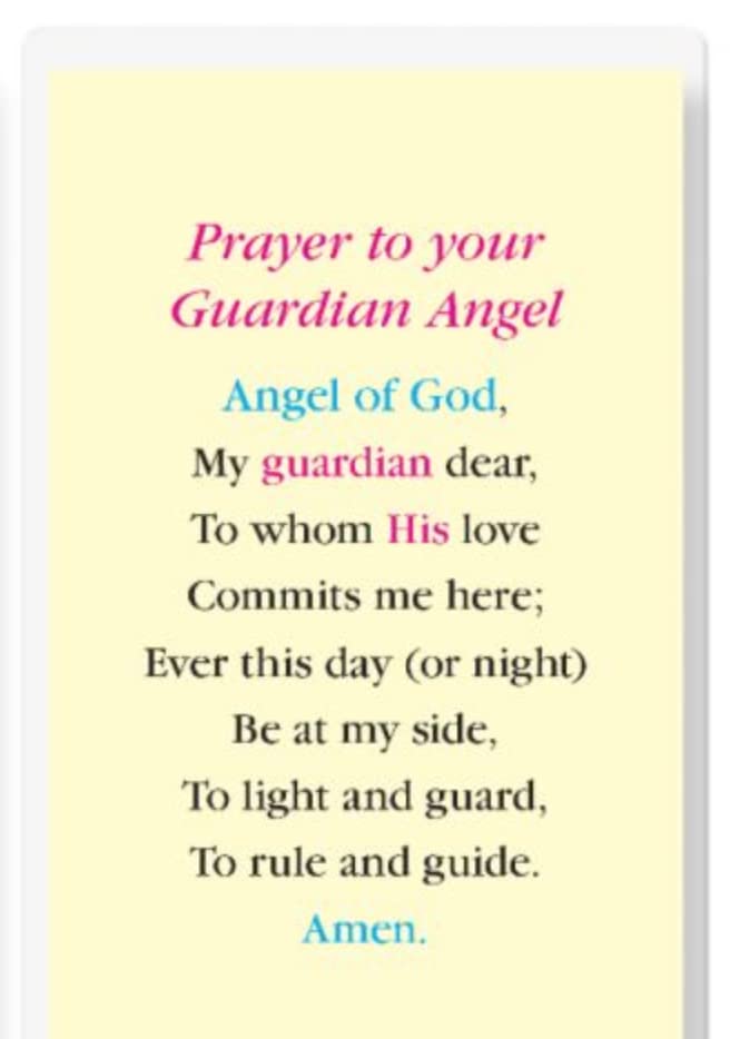 Prayer to Your Guardian Angel Laminated Holy Card Set of 5