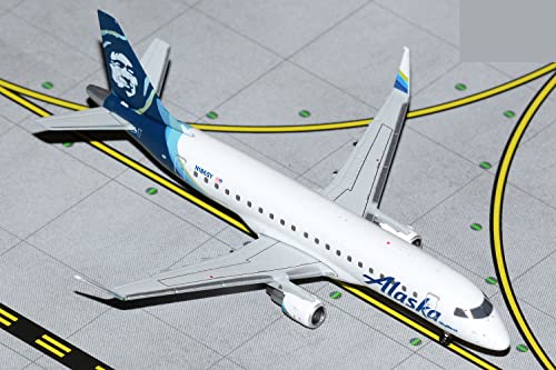 GeminiJets Embraer ERJ-175 Commercial Aircraft Alaska Airlines White with Blue Tail 1/400 Diecast Model Airplane