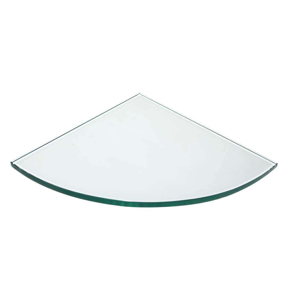 Pro Safe Glass 8" X 8" Quarter Circle Clear Tempered Floating Glass Corner Shelf - Glass Only