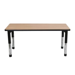 children’s factory 30"x72" as we grow school table, oak-blk, ab6604blk, adjustable height 16"-22" h, kids daycare, preschool or classroom activity or study table