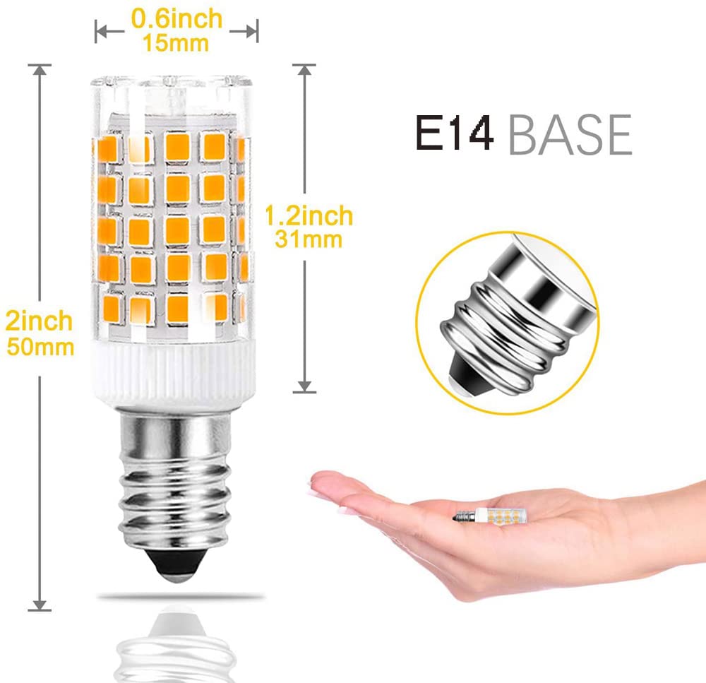 E14 led Light Bulb dimmable, e14 European Screw Base LED Light Bulbs 40 Watt Incandescent Bulb Equivalent, 4W T3/T4 European Base Replacement Omni-Directional,Warm White 3000k(5-Pack)