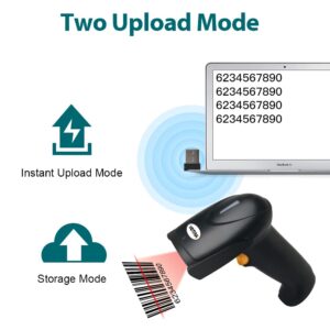 Handheld Barcode Scanner Wireless 1D CCD Sensor Barcode Reader, Support Screen LCD Bar Code, Versatile 2 in 1 2.4Ghz Wireless and USB Wired Automatic Scan Reader