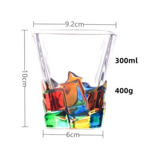 Aebor Colorful Drinking Glasses, Hand Painted Colored Water Glasses, Multicolor Water Glasse,Whiskey Wineglass Glasses,Tumbler Glasses (Ice cube)