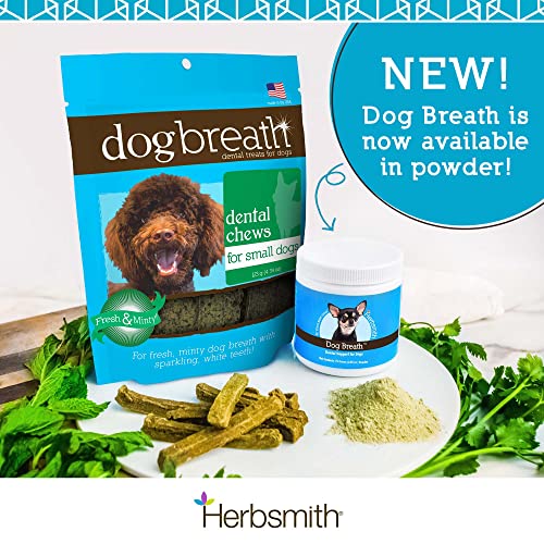 Herbsmith Dog Breath - Dog Dental Care Solution - Natural Dog Breath Freshener That Tackles Tartar - Dental Powder for Dogs - 150g Powder