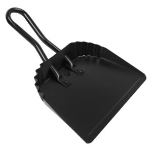 heavy duty black metal dust pan -handheld dustpan with handle, stainless steel large dustpans with wide lip industrial dust pans precision edge small dustpan for home/comfort/hanging