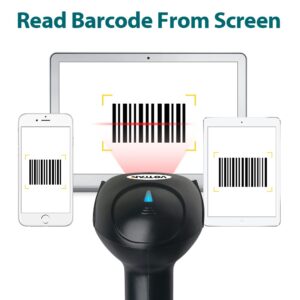 Handheld Barcode Scanner Wireless 1D CCD Sensor Barcode Reader, Support Screen LCD Bar Code, Versatile 2 in 1 2.4Ghz Wireless and USB Wired Automatic Scan Reader