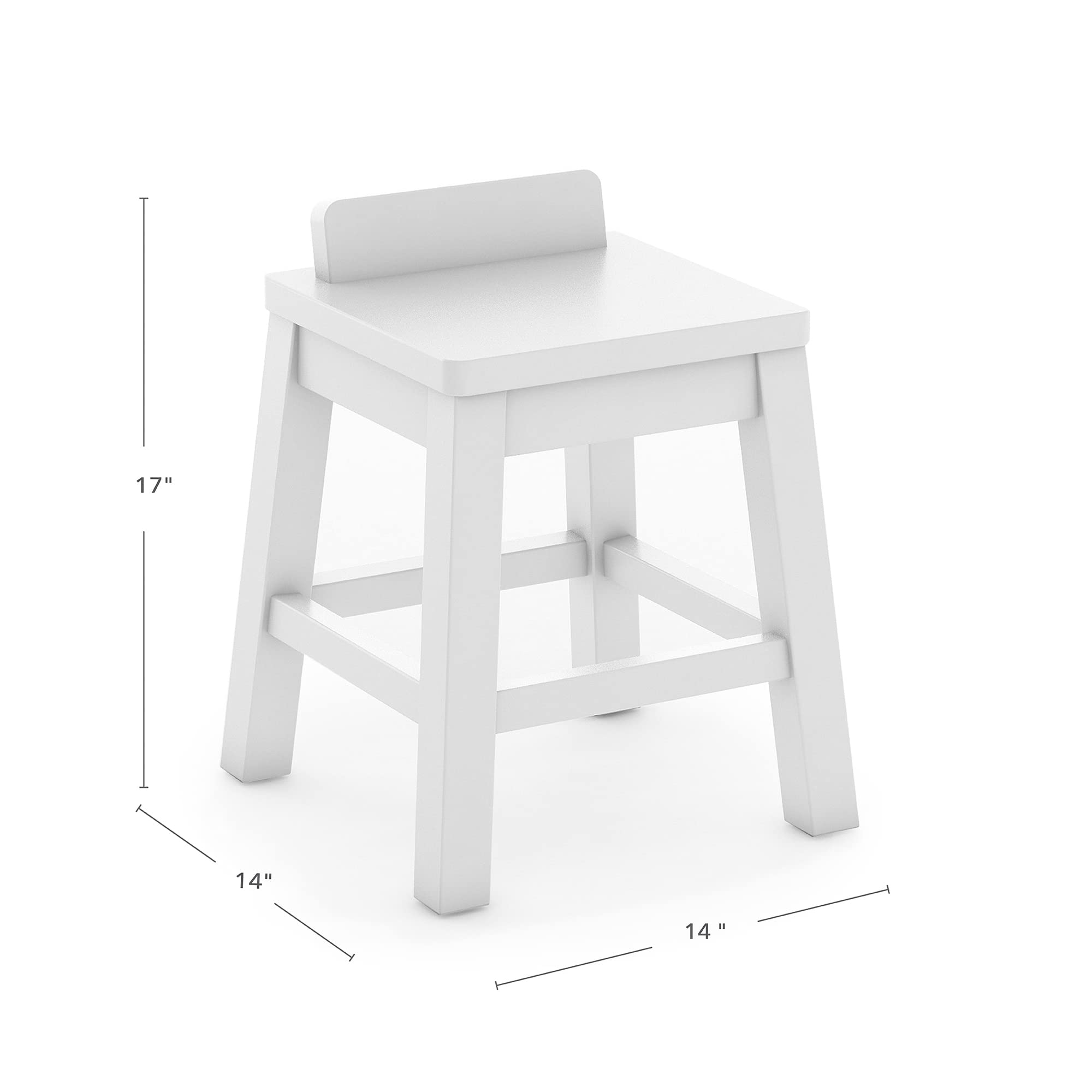 Martha Stewart Crafting Kids' Stools Set of 2 - Creamy White: Wooden Chairs for Kids Activity Table with 15-Inch Seat Height, 2 Matching Anti-Tip Chairs for Kids 3 and Up