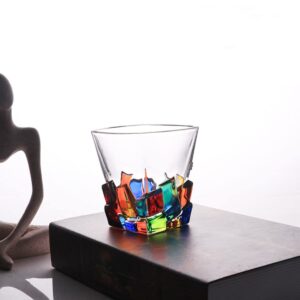 Aebor Colorful Drinking Glasses, Hand Painted Colored Water Glasses, Multicolor Water Glasse,Whiskey Wineglass Glasses,Tumbler Glasses (Ice cube)